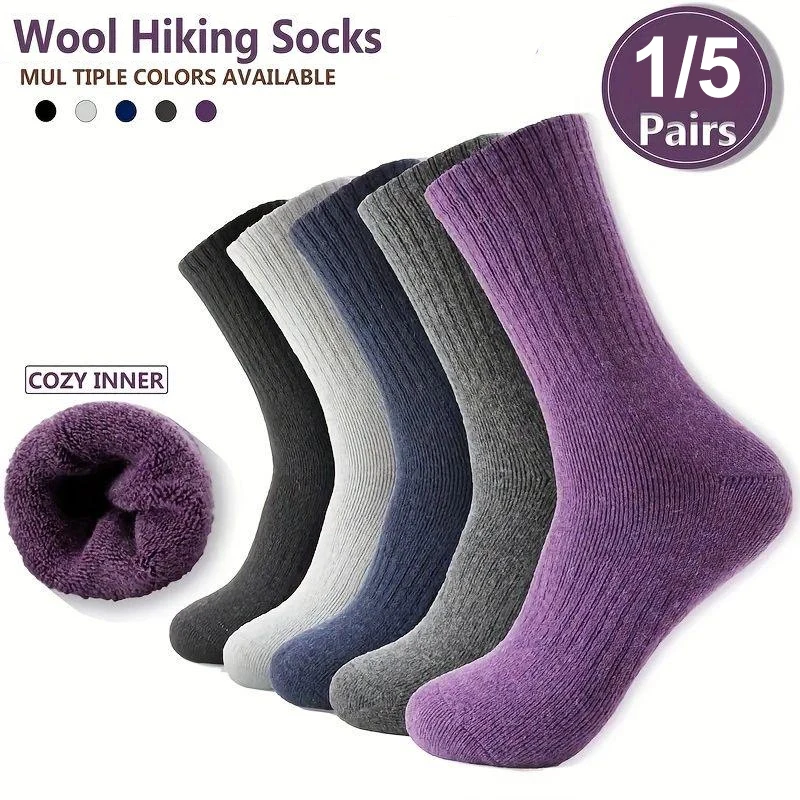 1/5 Pairs Frauen Winter Dicke Warme Wolle Mitte Rohr Socken Weiche Bequeme Kaschmir Outdoor Wandern Sport Einfarbig Casual socken