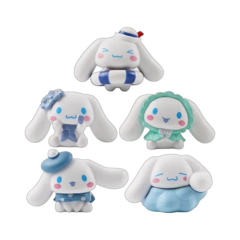 Figuras de acción de Sanrio Cinnamoroll para niños, modelo de decoración de escritorio de coche, 5 piezas, Kuromi Q, regalos de cumpleaños