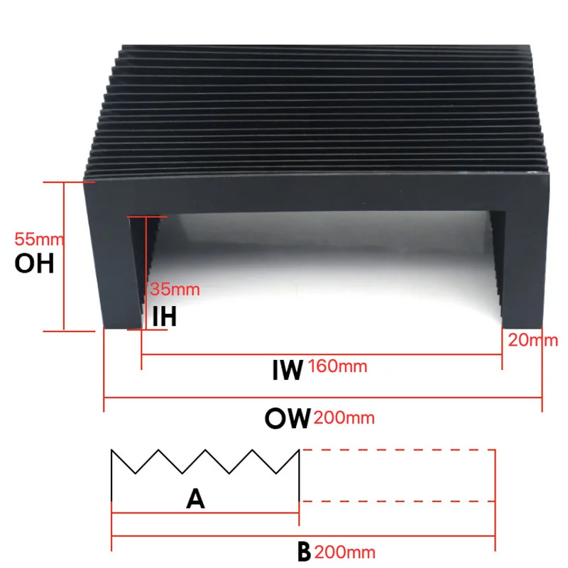 

Customized U style dust cover bellows Lmax = 200mm