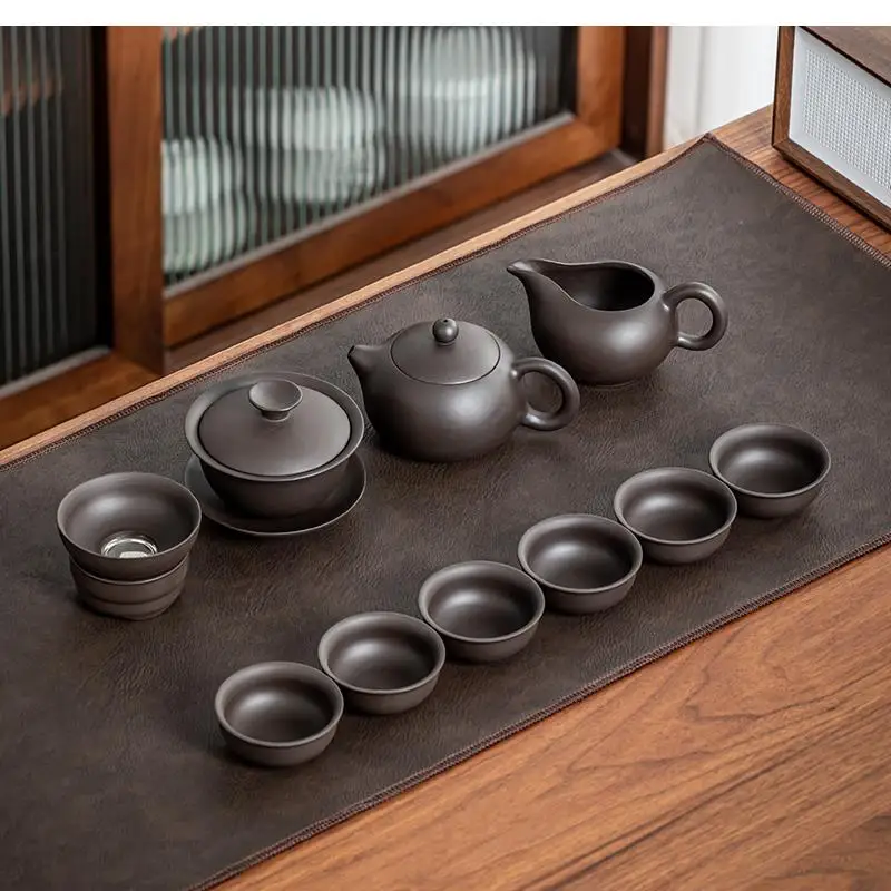 

Чайный сервиз кунг-фу из фиолетовой глины, чайник, китайский набор,gaiwan, офис, один горшок, шесть чашек, справедливая чашка, аксессуары для церемонии, ручная работа