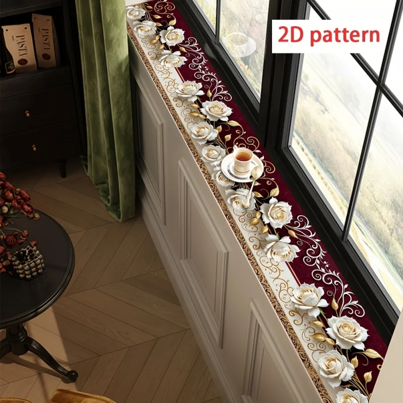VIKAMA European Vintage-Style Long Window Sill Mat | Decorative Window Sill Mat | Durable and Scratch-Resistant Window Sill Mat
