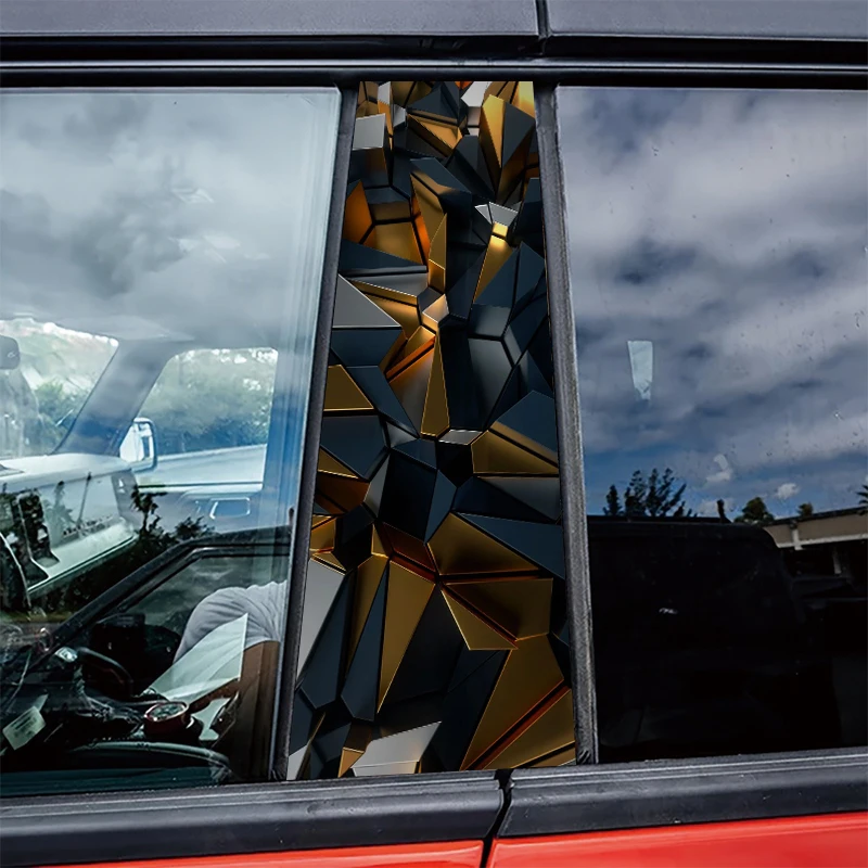 

2 pieces of automotive B-pillar stickers Geometric Facets Protective film, PVC material film