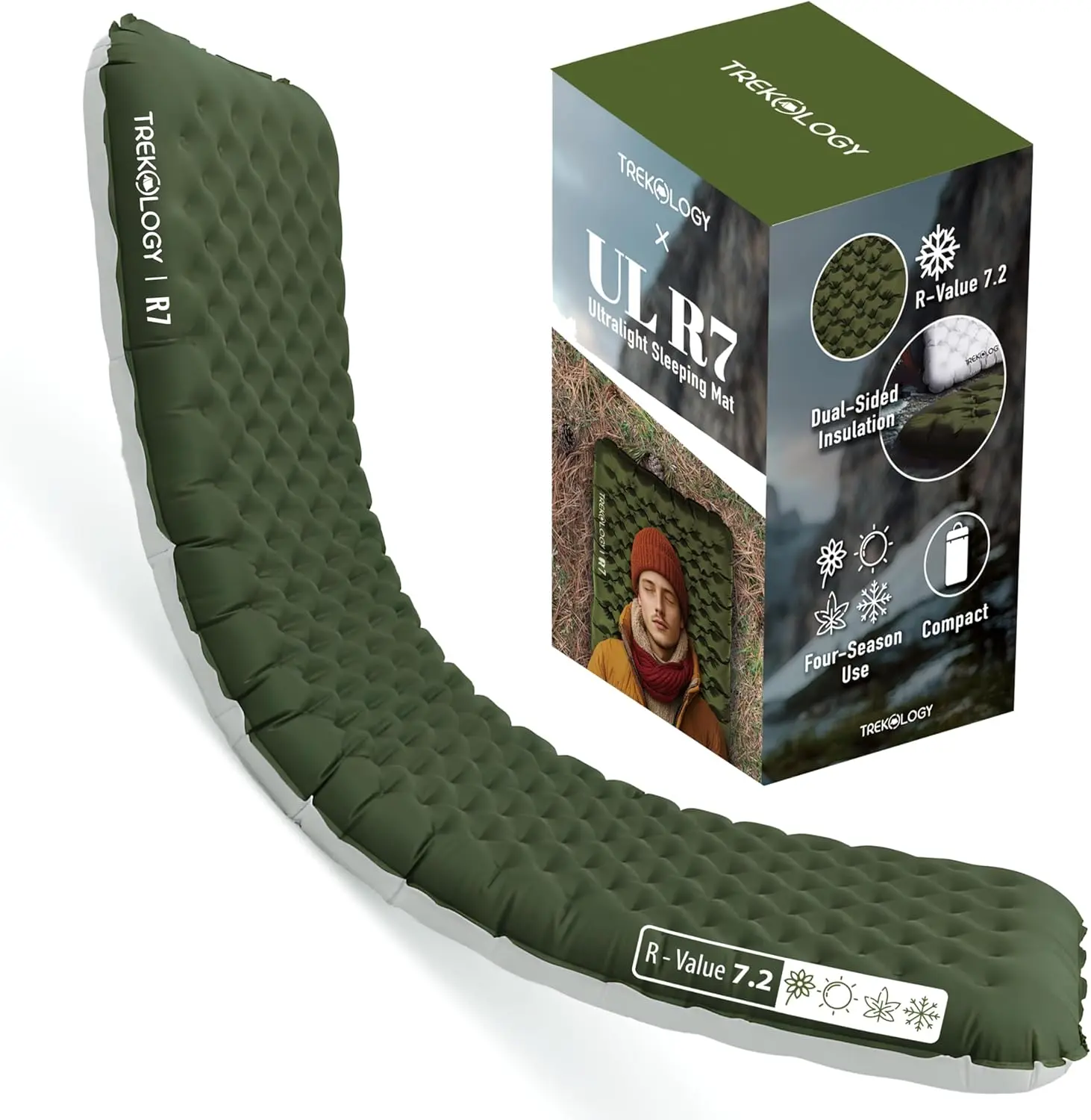 

Sleeping Pad for Camping – Ultra-Lightweight 4" Thick, 7.2 R-Value, Compact & Waterproof for Backpacking, Hiking, Outdoor