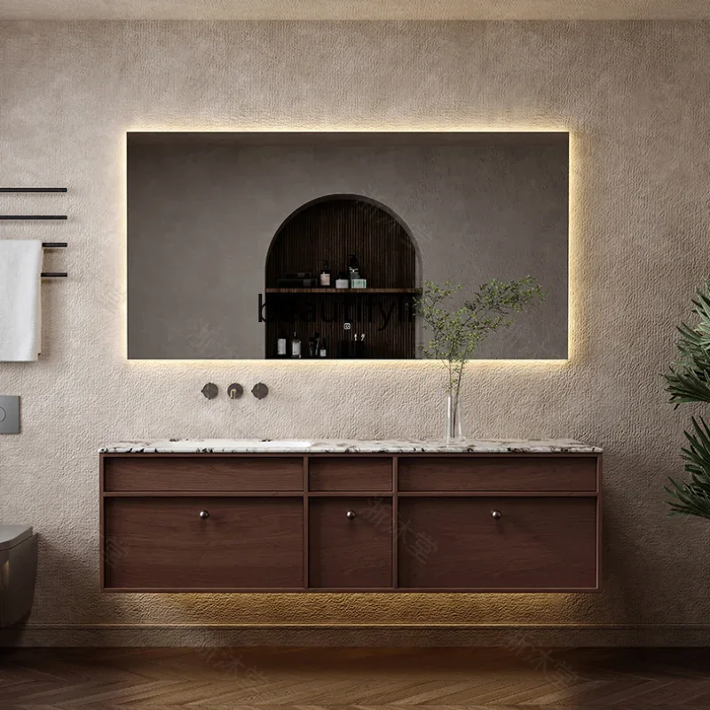 Marble Stone Plate Seamless Ceramic Whole Washbin Bathroom Cabinet Combination Bathroom Table