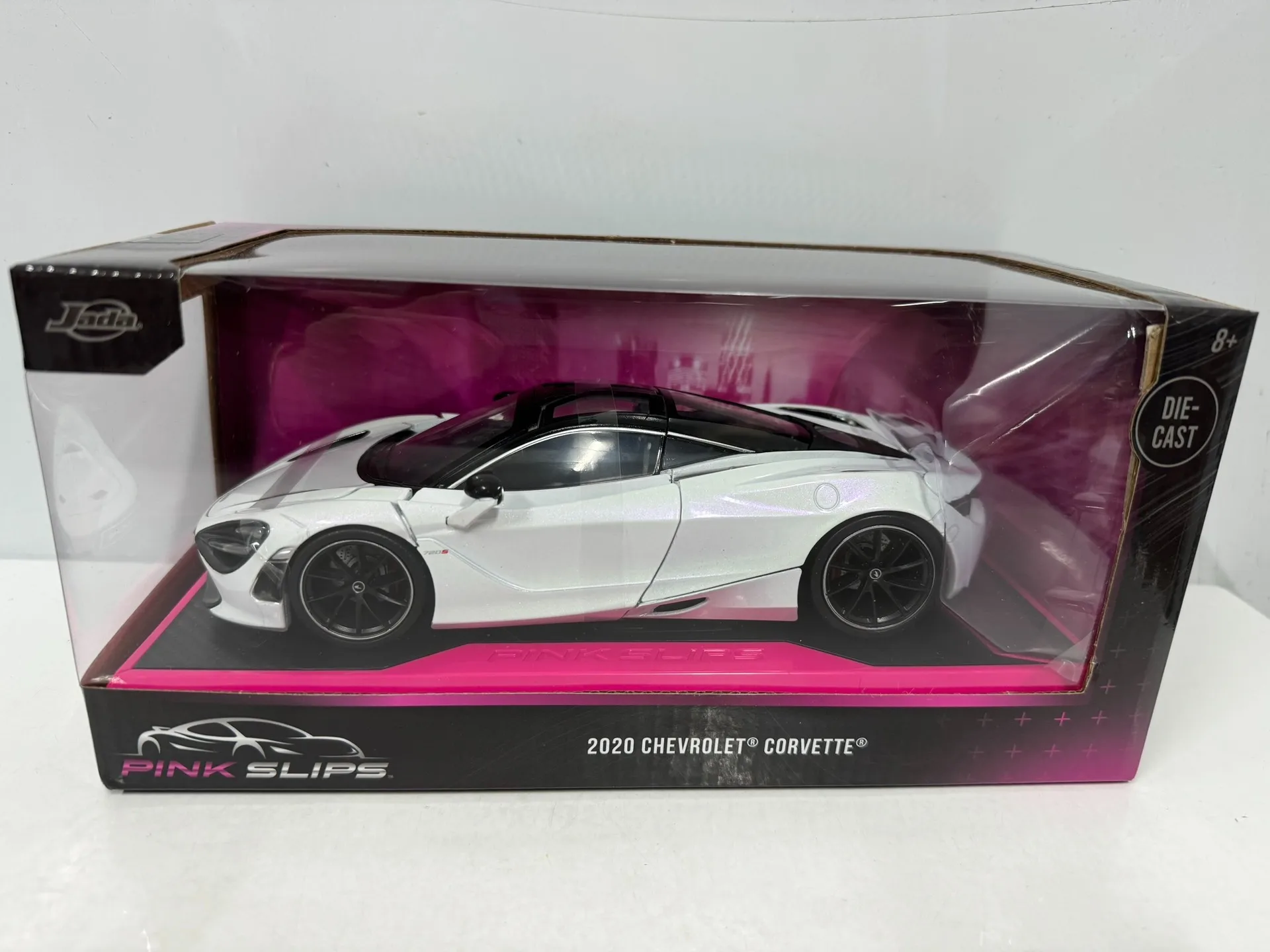 

Коробка с ошибками, литая под давлением Jada, масштаб 1/24, белый McLaren, модель автомобиля из сплава, Коллекционная игрушка, подарок, сувенир, демонстрационный орнамент