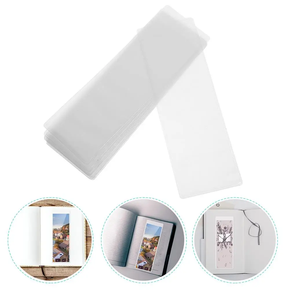 20 Pcs Bookmark Sleeves Clear Photo Strips Protector Journal Display Bag Organizer Hole Punch for Book Lovers