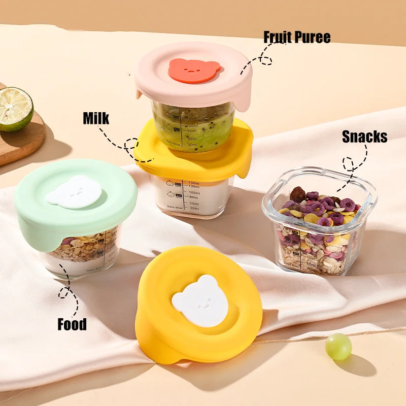 180ml Glass Baby Food Storage Jars With Lids Leakproof Snack Puree Containers For Toddlers Freezer Microwave Safe Feeding Bowls