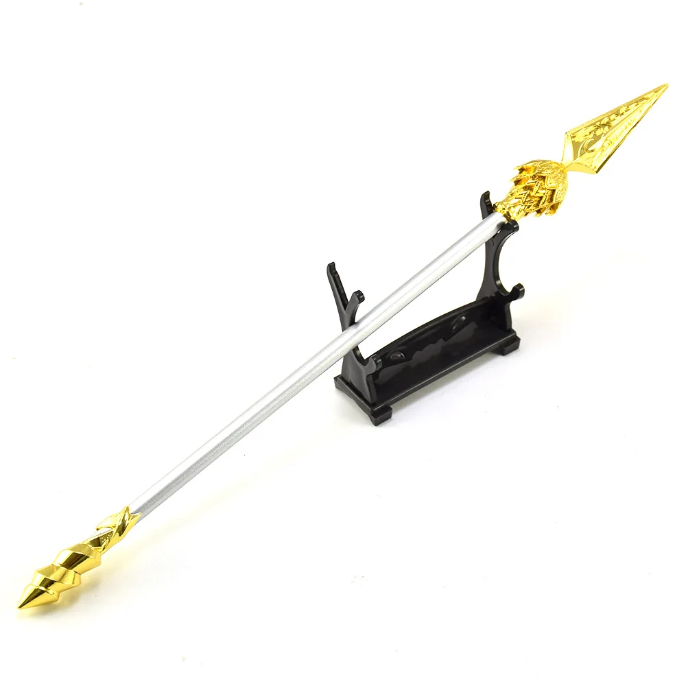 30cm/11.81in Nezha 2 애니메이션 영화 및 TV 주변 무기 모델 보라색 불꽃 뱀 창 화재 지적 총 금속 공예 장식품 선물