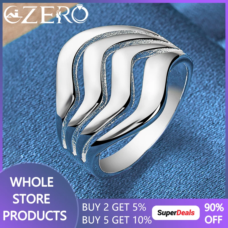 

ALIZERO 925 Sterling Silver Four Lines Ring For Women Men Fashion Party Gift Wedding Rings Engagement Band Charm Jewelry