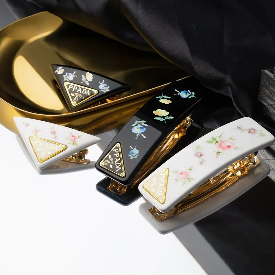 

Acetate Spring Claw Clips with Floral Pattern, Gold Tone Hair Clips for Women, Fashion Hair Accessories