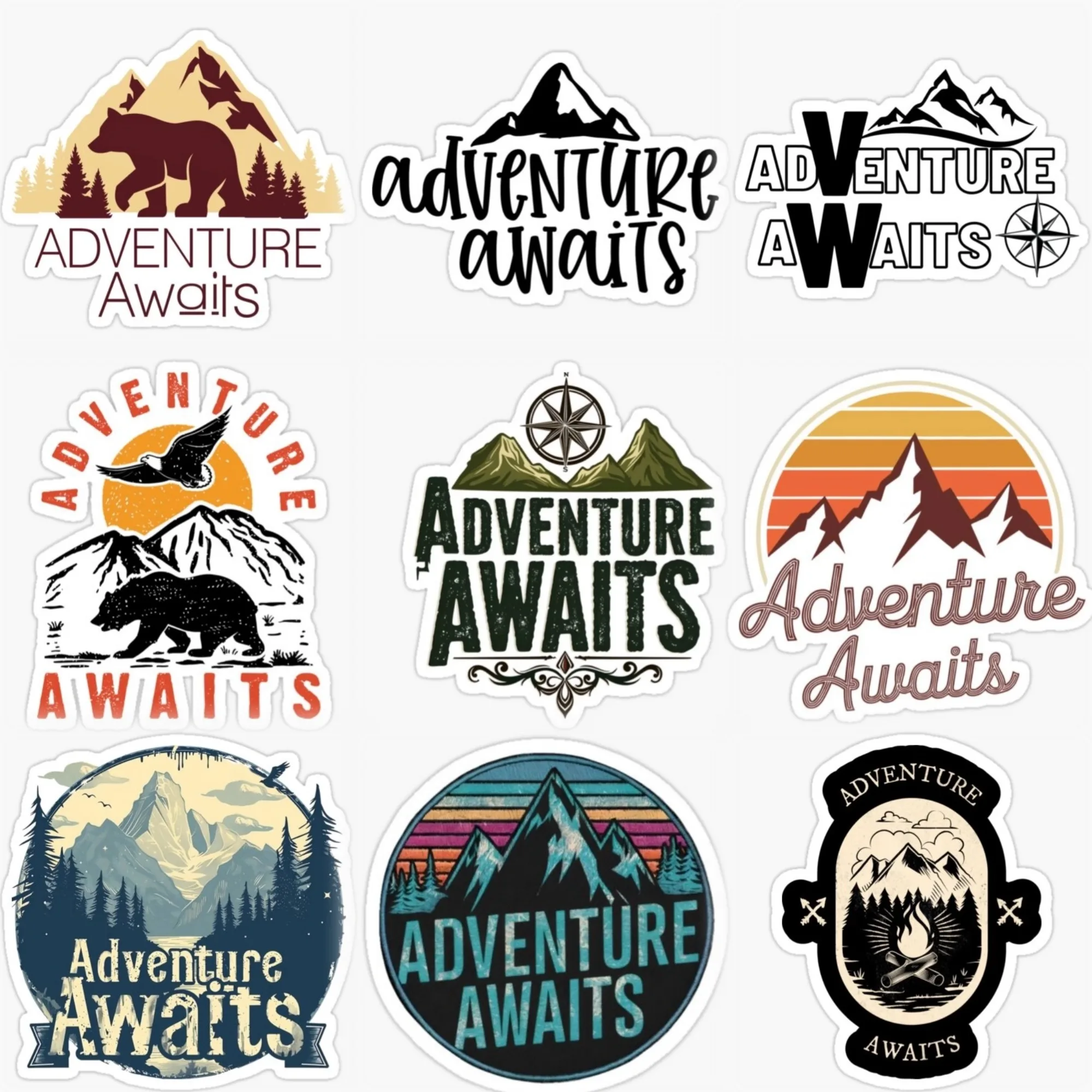

Adventure Awaits Travel Camping Creative Sticker for Decorate Car Truck Bicycle Off-road Fridge Helmet Decal Accessories
