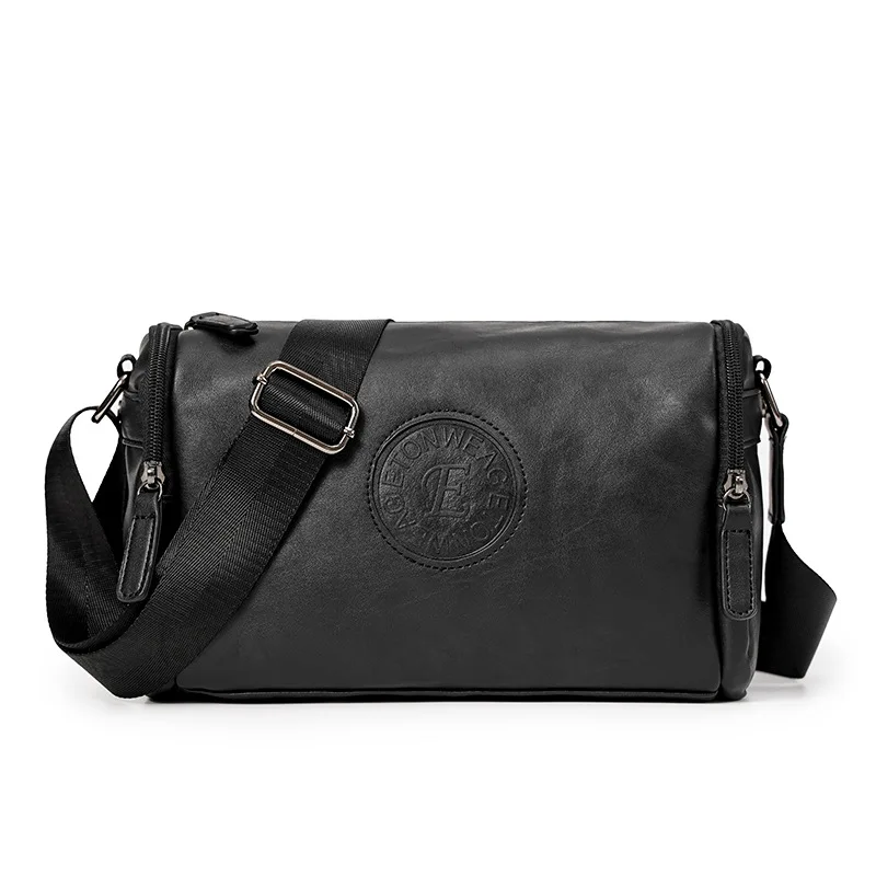 Business Black Men's Shoulder Bag Outdoor Casual Man Crossbody Messenger Bag PU Leather Sling Bag Male Small Square Bag