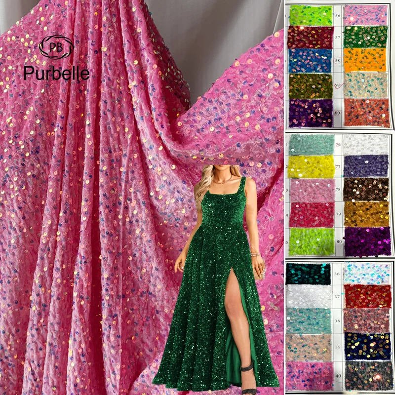 

Elasticity Sequin Fabric Evening Prom Dress Velvet Reflective Wedding Dresses Clothes Fabrics Party Christmas tablecloth