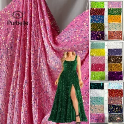 Elasticity Sequin Fabric Evening Prom Dress Velvet Reflective Wedding Dresses Clothes Fabrics Party Christmas tablecloth