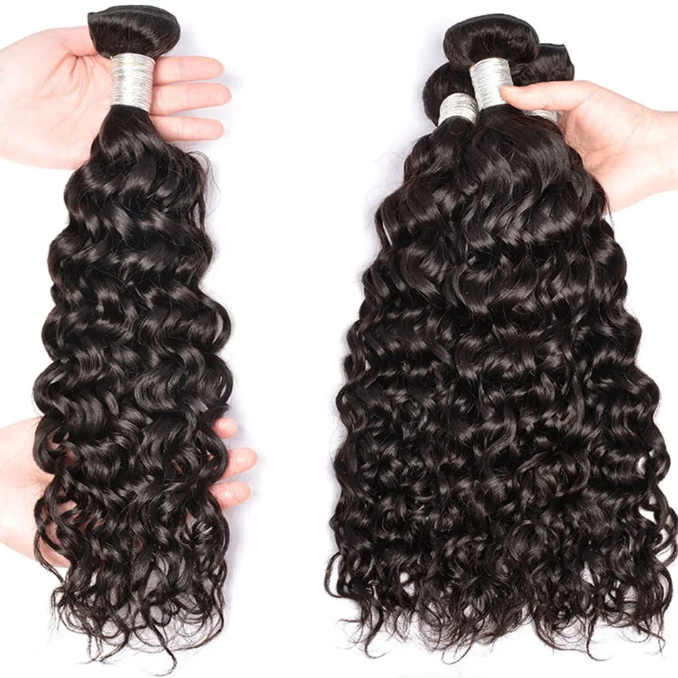 Water Wave Human Hair Bundles Curly Deep Wave 3 Bundles Brazilian Natural Black Human Hair Remy Hair 100% Human Hair Natural