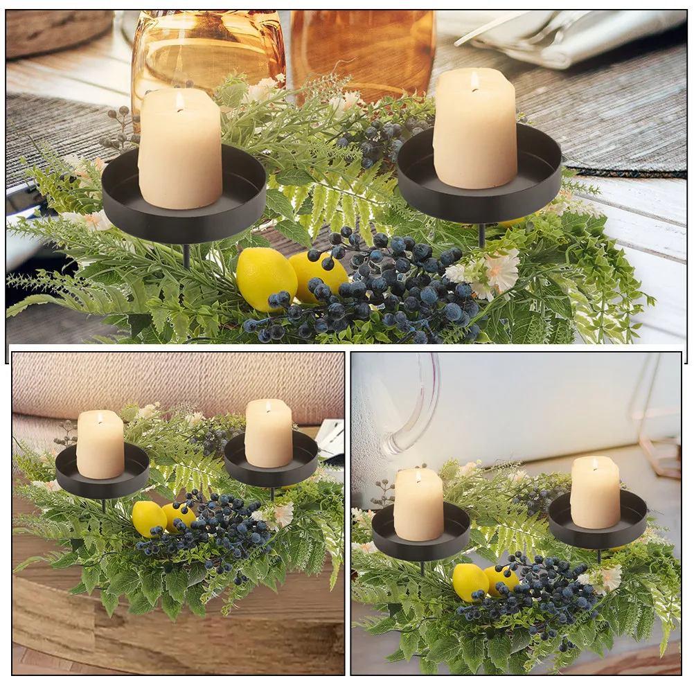 6Pcs French Style Plate Iron Holder Tray Sturdy Pedestal for Holiday Festival Dining Table Decor