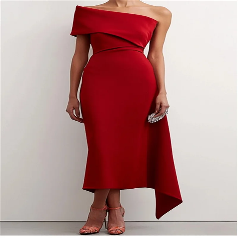

High Slit Long Saudi Dubai Evening Dresses for Women Off the Shoulder Elegant Party Gown Red Homecoming Dresses Customized