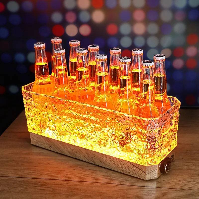 

Bar luminous ice bucket LED square stone pattern ice bucket