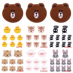 10PCS/Lots Animals/Bear Patch Cartoon Appliques Embroidered Patches For Clothing Stickers Cute Badges Fusible Patches On Clothes