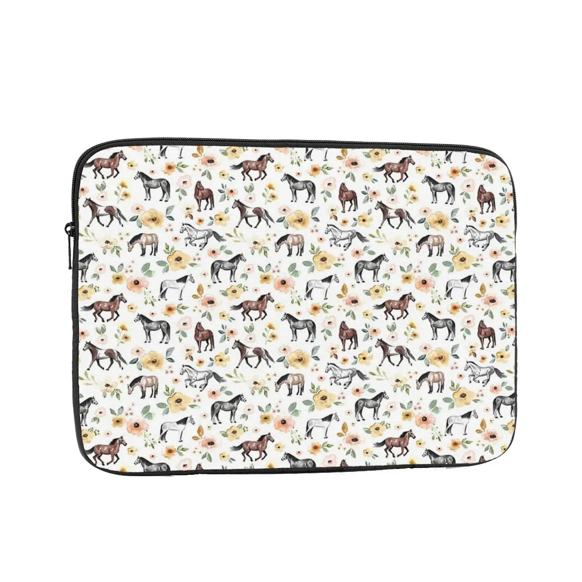 Horse Decor, Watercolor Floral Notebook Laptop Bag 10 12 13 15 17 Inch Notebook Sleeve Cover Bag Tablet Shockproof Case Bag