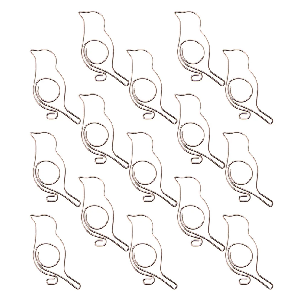 20 Pcs Small Binder Clips Paper Lovely Metal Multipurpose Bird Shape Office and