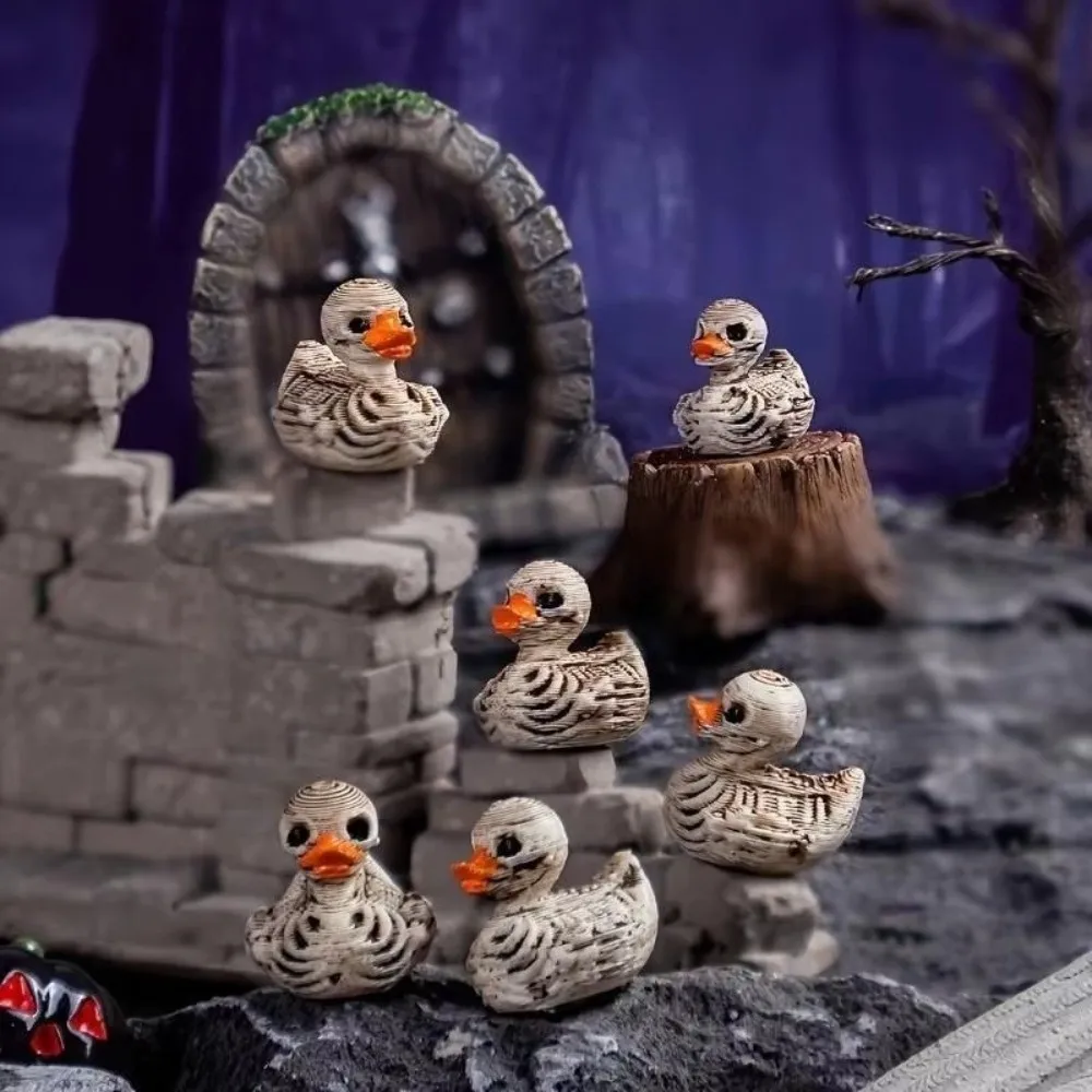 20pcs 20-Pack Skull Duck Figurines Compact Design Resin Material Resin Duck Ornaments Gothic Style Gothic Duck Decor