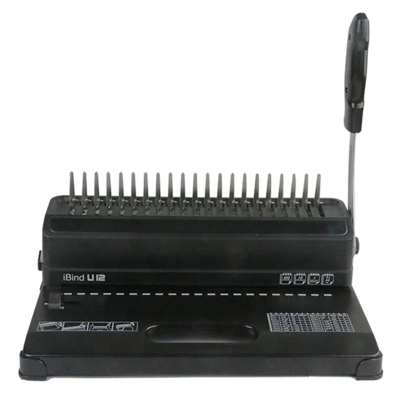 ماكينة تجليد المشط U12 مشبك حلقة مطاطي يدوي 21 فتحة ماكينة تجليد المستندات الورقية A4 ماكينة تثقيب القسيمة ماكينة تجليد #5