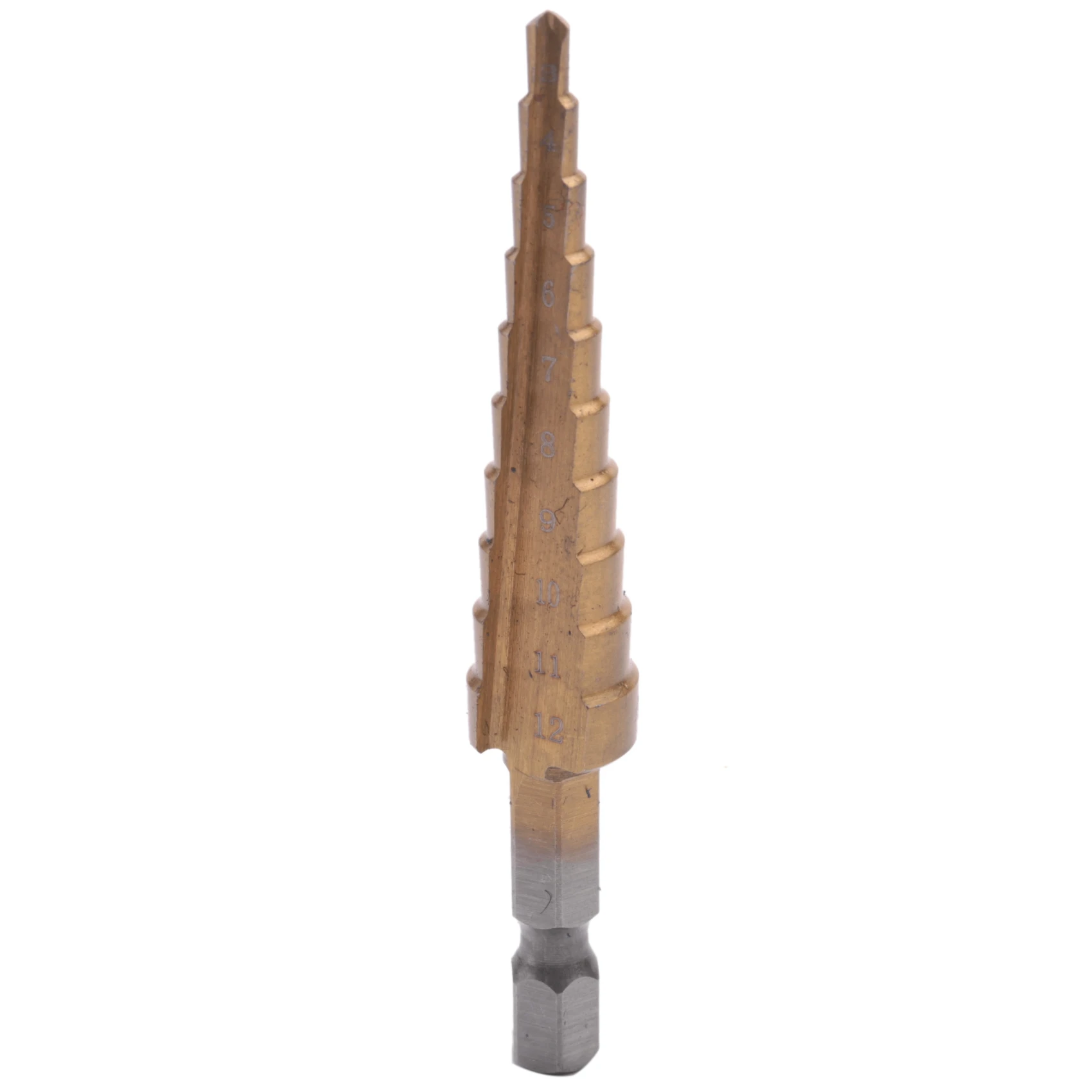 ABHB-6Pc HSSステップコーンテーパードリルビットセット 金属穴カッター メトリック 3-12 4-12 4-20mm 1/4インチ チタンコーティングメタルヘックステーパー