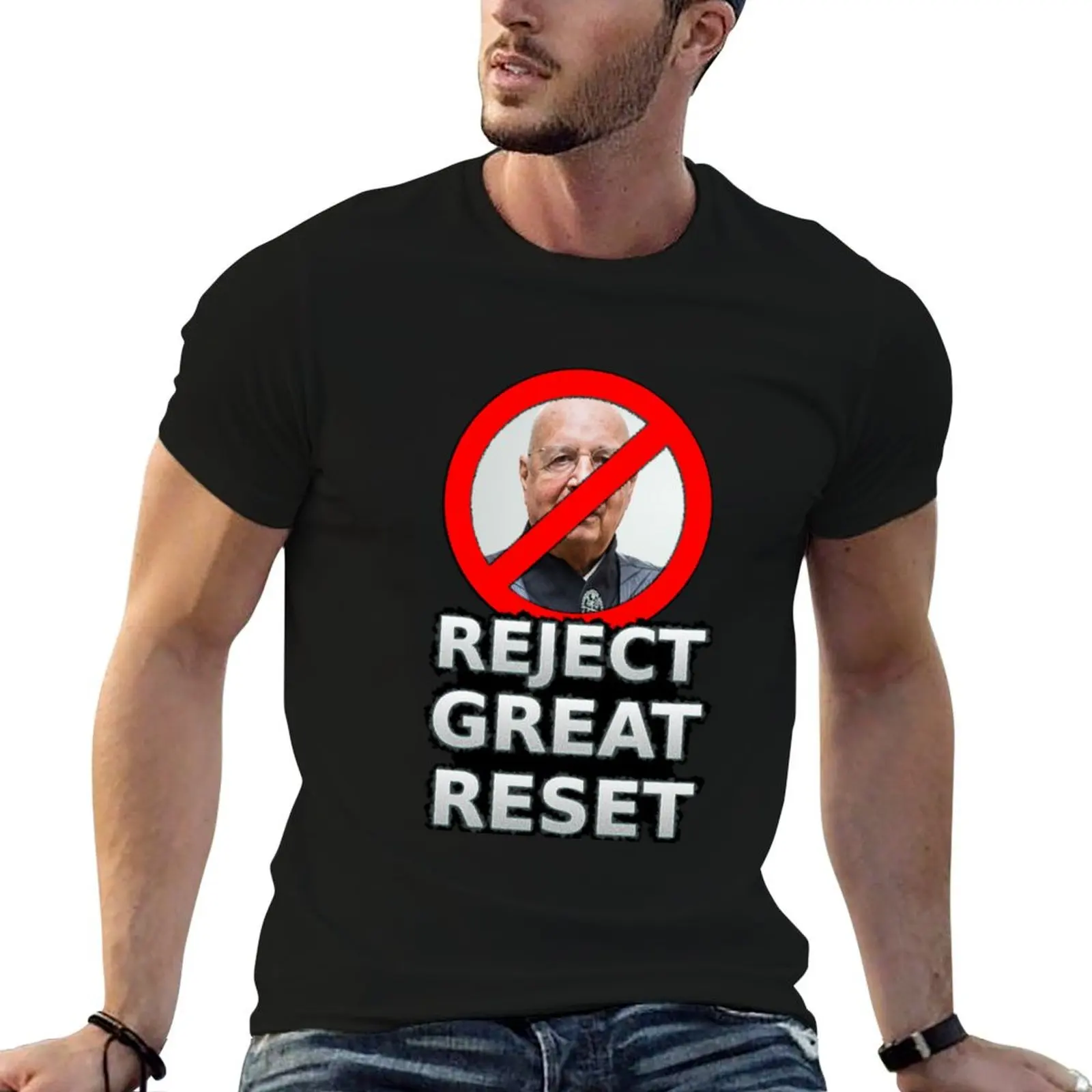 Reject The Great Reset T-Shirt clothes Man t-shirt luxury t-shirt vintage black t-shirts for men