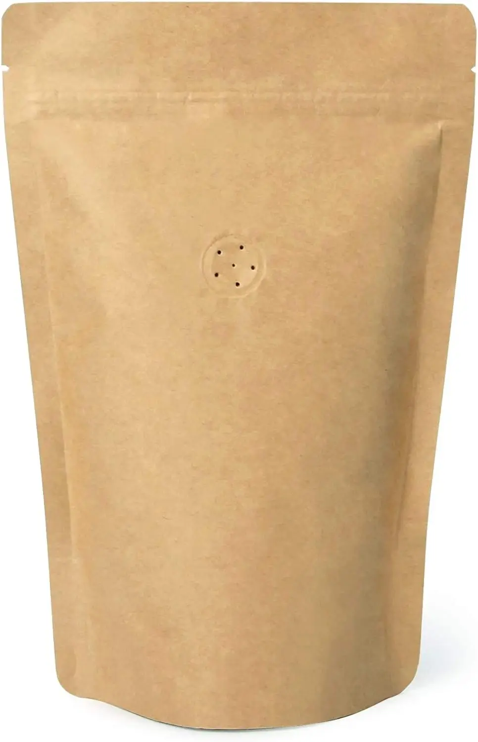 High Barrier Natural Kraft Paper Stand up Zipper Coffee Pouch Bag with One Way Degassing Valve (500, 8 OZ)