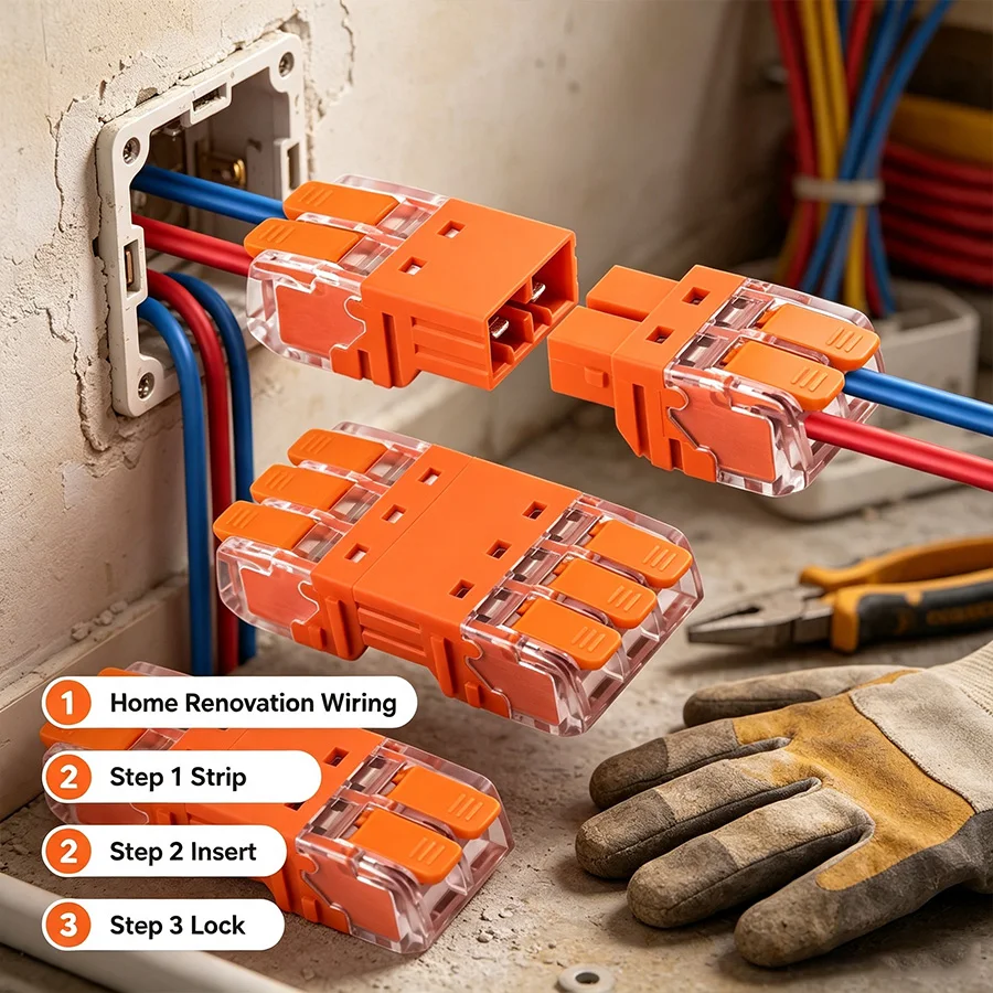 JINH Quick Plug-in Wire Connector Male and Female Insertable Electrical Terminal Blocks Tool Free Cable Connection for DIY