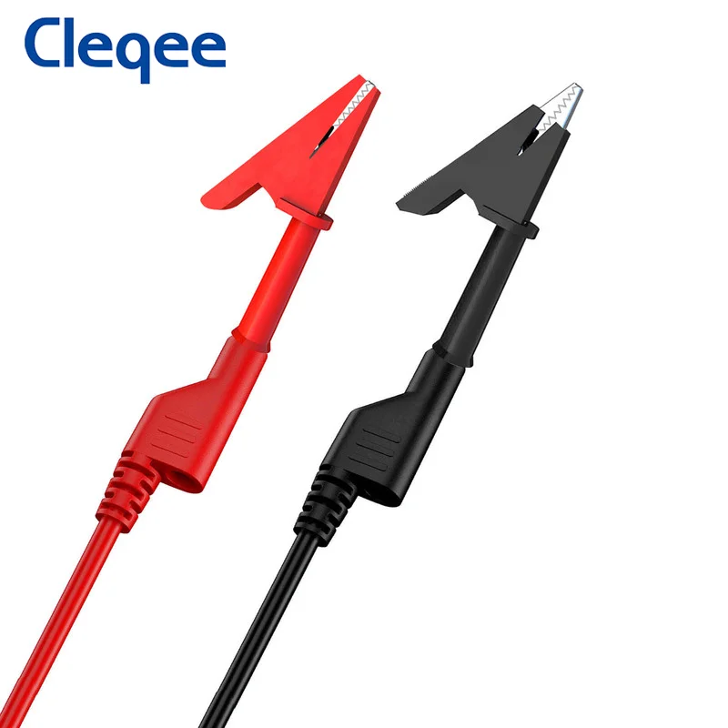 Cleqee P1036 시리즈 절연 악어 클립 세트가있는 듀얼 4mm 바나나 플러그 멀티 미터 테스트 리드 키트, 15 개