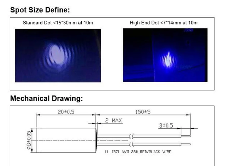 Nhôm Tùy Chỉnh IEC Class I 0.5Mw 8X20Mm 850nm IR Chấm Công Nghiệp Cao Cấp APC Trình Điều Khiển PMMA/Kính Cường Lực