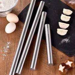 20/30/40/60cm Food grade non-stick 304 Stainless steel rolling pin Hollow Bread Pastry Roller Smooth Professional Roller baking