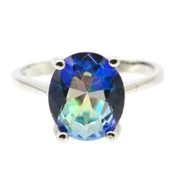 Buy 4 Get 1 Free 12x10mm Zultanite Color Change Alexandrite Topaz Fire Rainbow Mystic Topaz Silver Rings Many Sizes