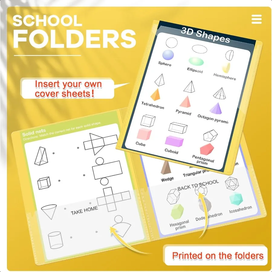 24 Pcs Folders Take Home Heavy Duty 2 Pocket Homework Folders for Students Parent Teacher Communication Yellow