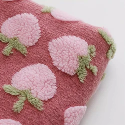 INS Style Cute Pink Peach Imitation Wool Knitted Jacquard Fabric Autumn/Winter Coat Sweater Fabric DIY Throw Pillow Fabric