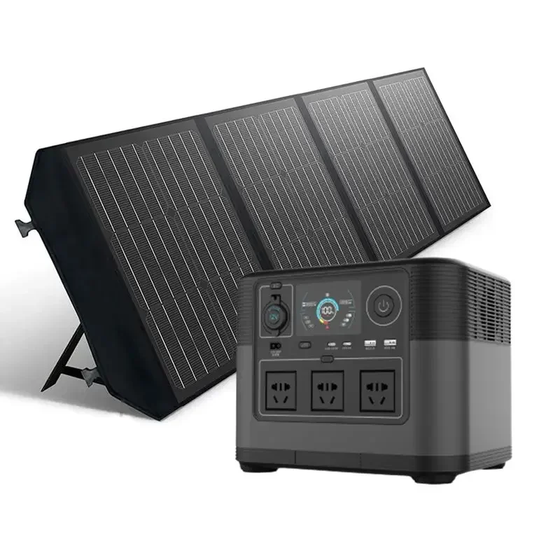 

Backups Power Generator 1200w LiFePO4 Battery With Usb Dc Output Portable Power Station with Foldable Solar Panel Charger