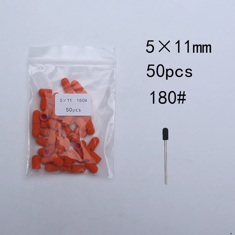 50 Stück Nagelschleifkappen mit Gummi-Pediküreblock – elektrische Bohrer für Fußnägel und Polieren.