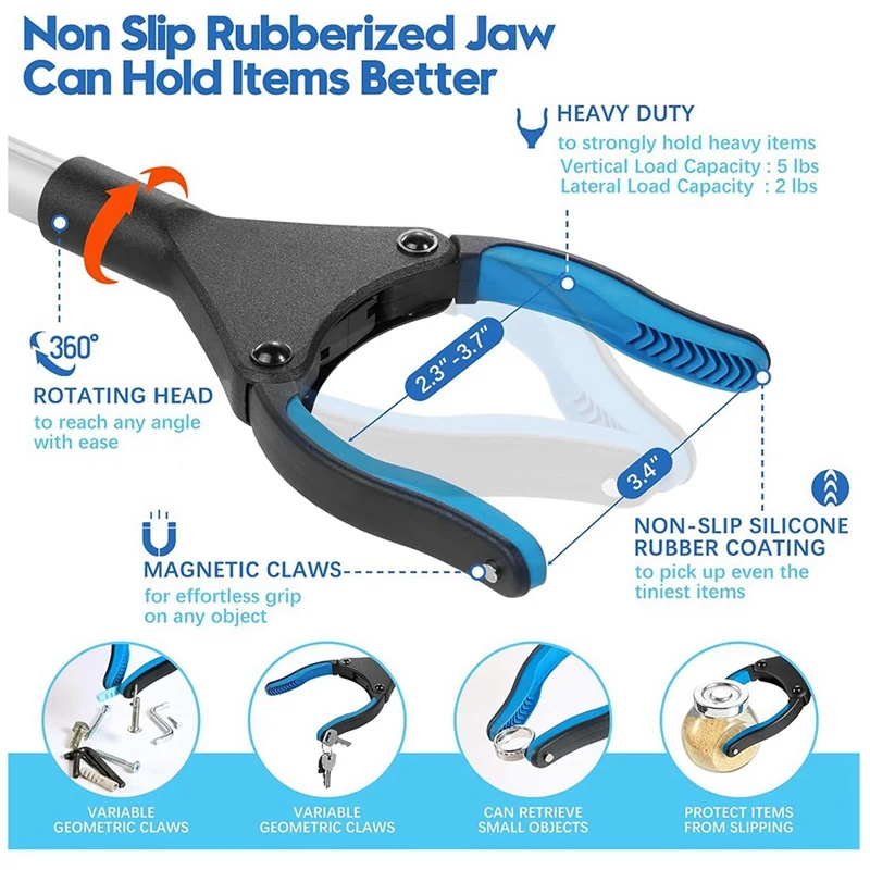 أداة منتقي القمامة القابلة للطي مقاس 43 بوصة، منتقي القمامة العلوي، وسهل الاستخدام