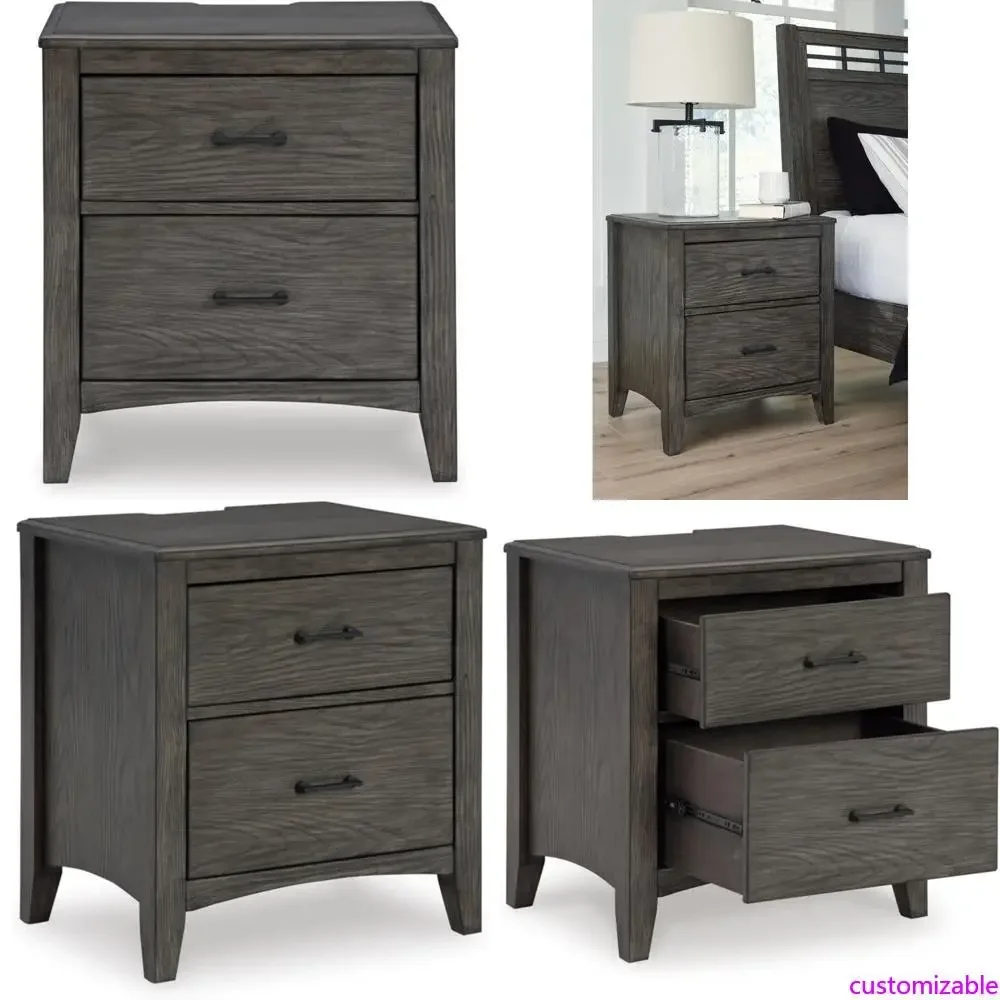 

Casual Style Nightstand with Power and USB Ports, 26.63 Height, Gray Finish