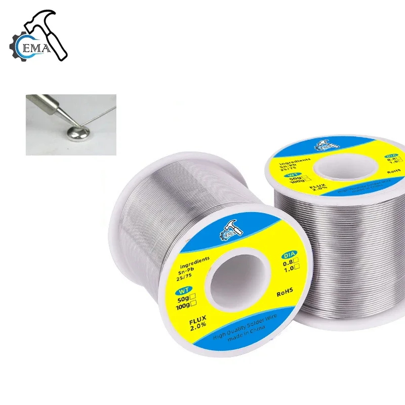 0.8mm 1.0mm 20g 50g 100g 200g 500g fio de estanho de solda estanho derreter colofonia núcleo de solda rolo de fio de solda sem fluxo limpo 2.0%