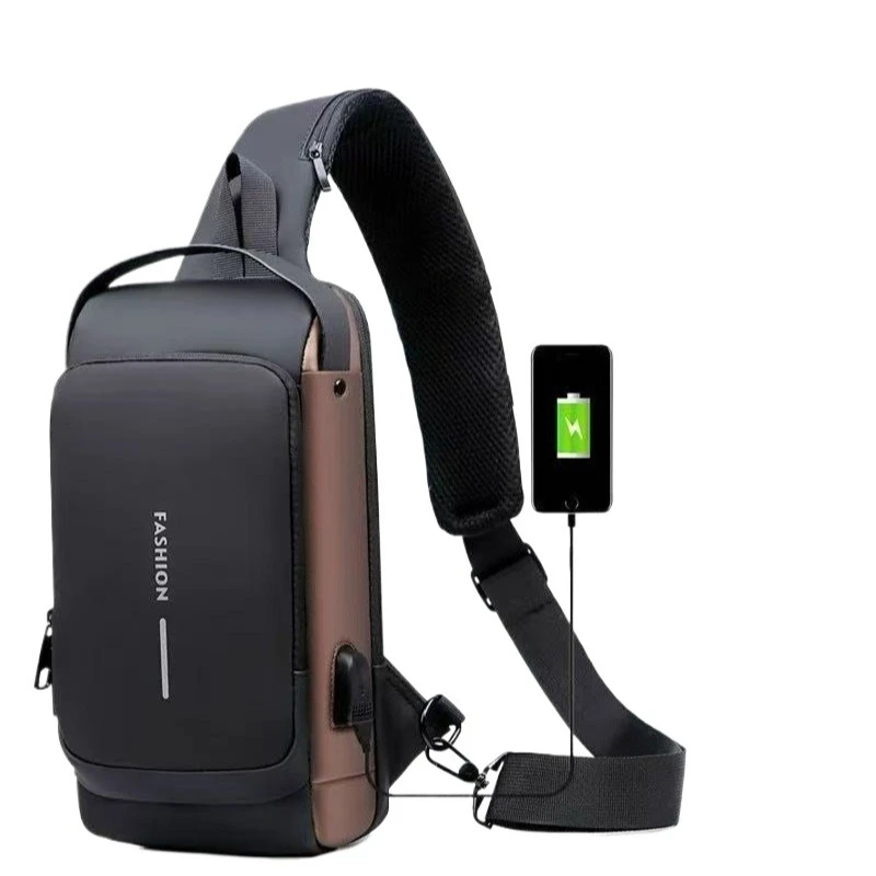 

Men's Multi-functional Sports Shoulder Crossbody Newest Men's Anti-theft Chest Bag Shoulder Strap USB Rechargeable Crossbody