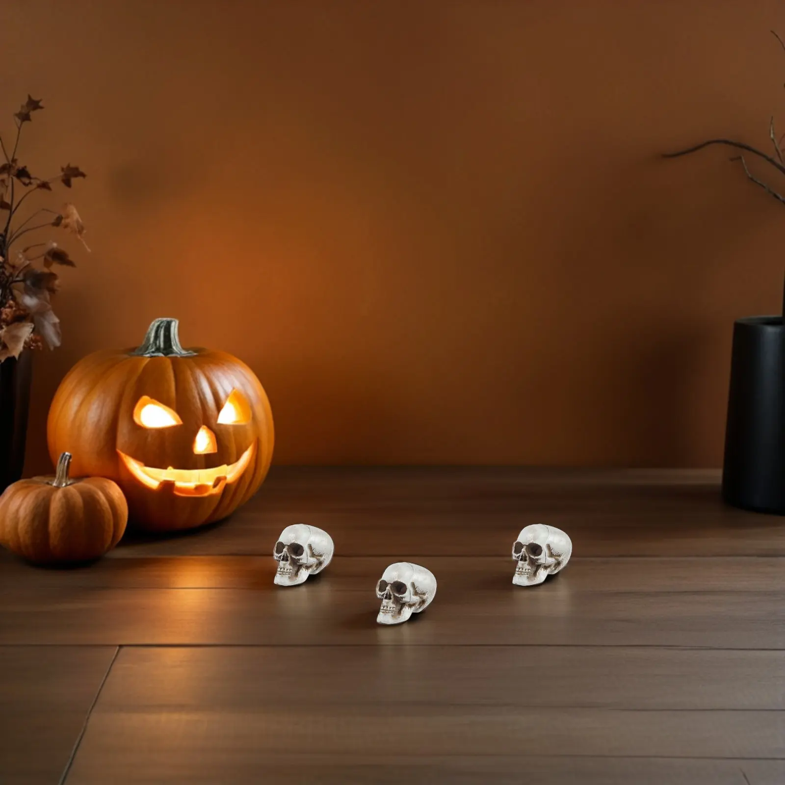 

12Pcs Mini Skull Heads Realistic Halloween Decor Lifelike Bone Sculpture Tiny Skull Figurines for Party Prank Props Table
