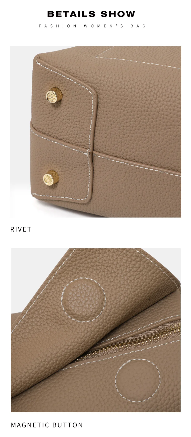 Hobo-Umhängetasche aus Rindsleder für Damen, tragbare Unterarm-Umhängetasche mit doppeltem breitem Riemen-Design für lässige, tägliche Outfits – Detail 12