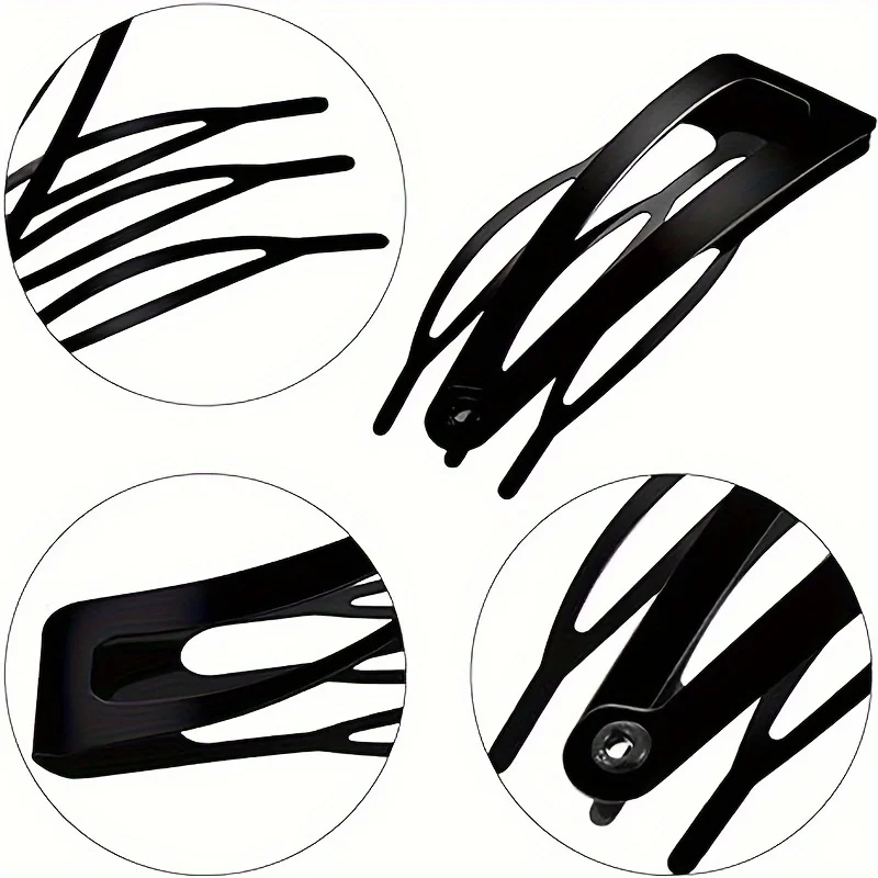 24 Stück schwarze Metall-Haarnadel mit Doppels chnalle-2 Zoll Wasser tropfenform, minimalisti scher Stil, geeignet für Styling und Salon – Detail 5