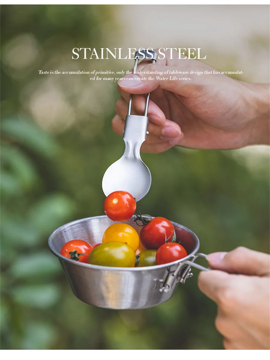 Outdoor Camping Snow Cup, Food Bowl, Stainless Steel Tableware, Portable Folding Snow Cup, Picnic