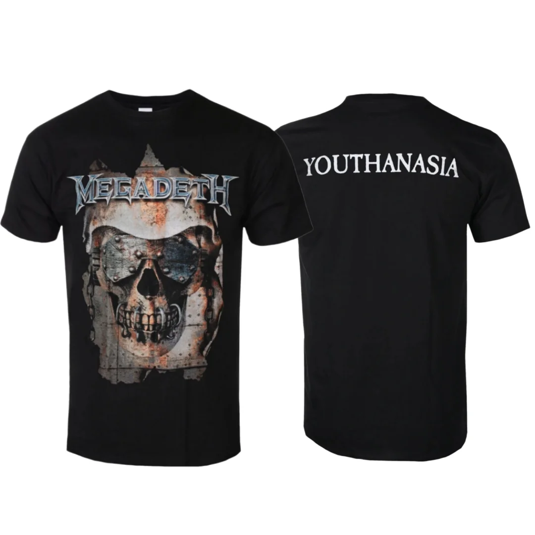 Megadeth - Youthanasia Ripped Thru Printed T-shirt - Thrash Metal Band Style Daily T-shirt - Suitable for Both Men and Women