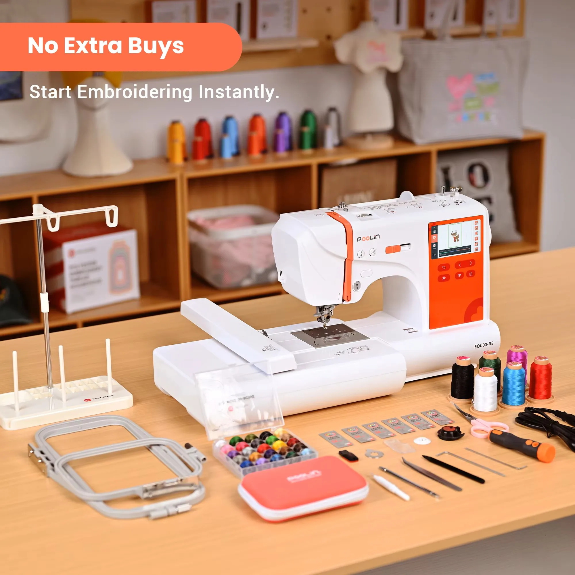 EOC03-RE Your Home Automatic Embroidery Machine Computerized For Beginners