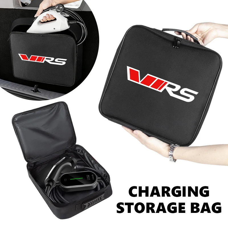 Sac de rangement pour pistolet rechargeable, organisateur de câbles de charge Oxford pour Skoda VRS Rapid Octavia 2 3 Kamiq RS Fabia Monte-carlo
